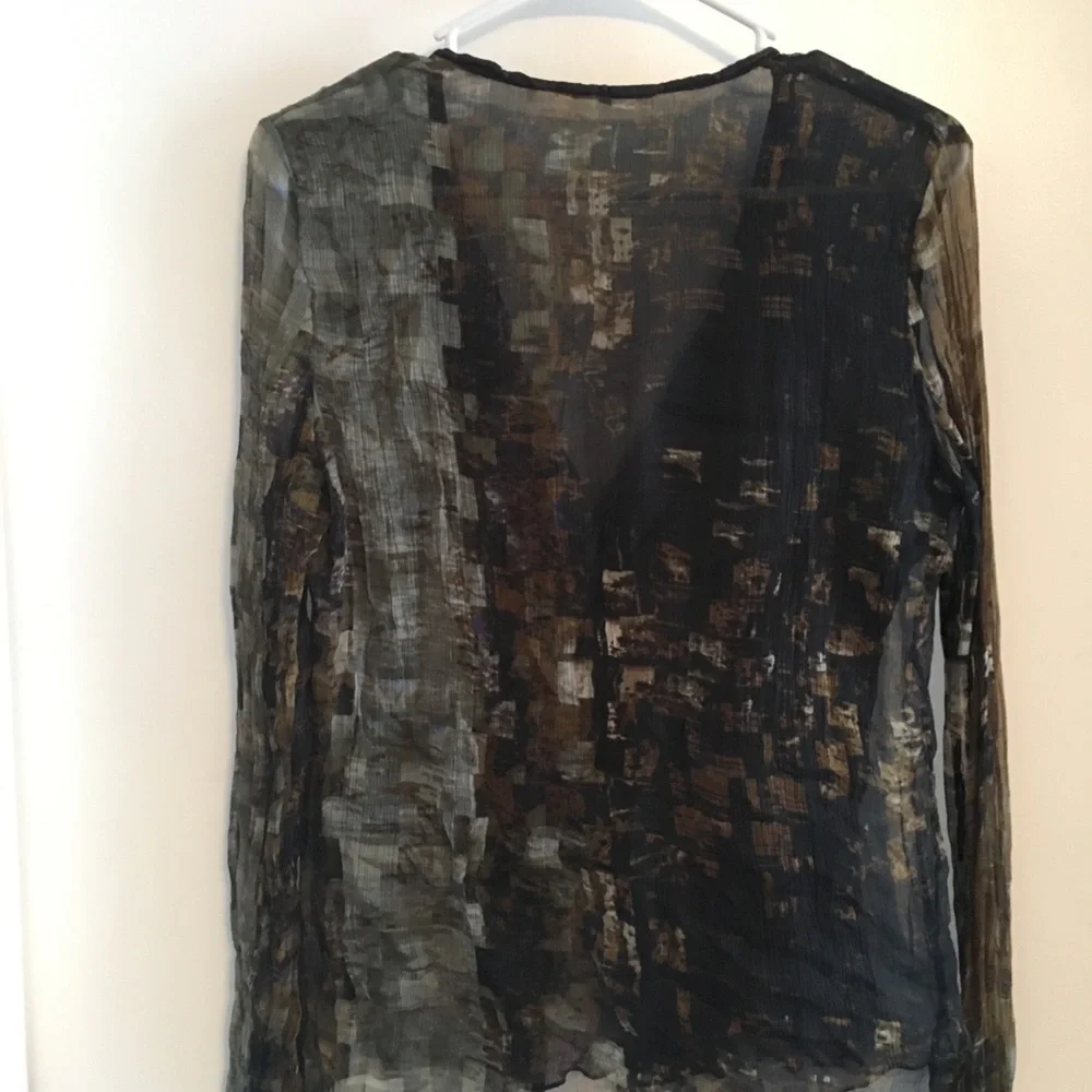 ELIE TAHARI open front 100% Silk Blouse medium - Picture 5 of 6